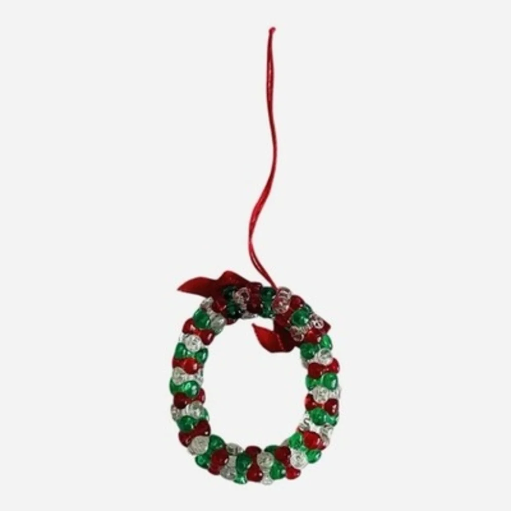 Ganz Cardinal Wreath Christmas Ornament Red Green Acrylic Beads 2